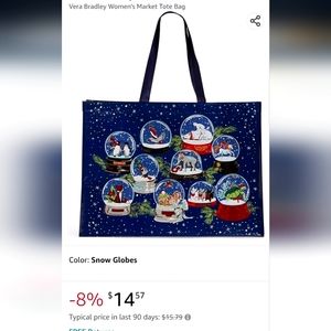 New with tags snow globe Vera Bradley reusable tote holiday edition
